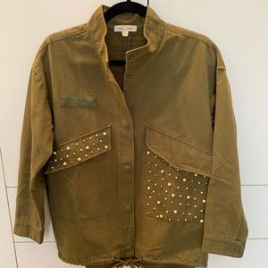 Hunter Green Oversized Top/Jacket w/ Pearl Detail